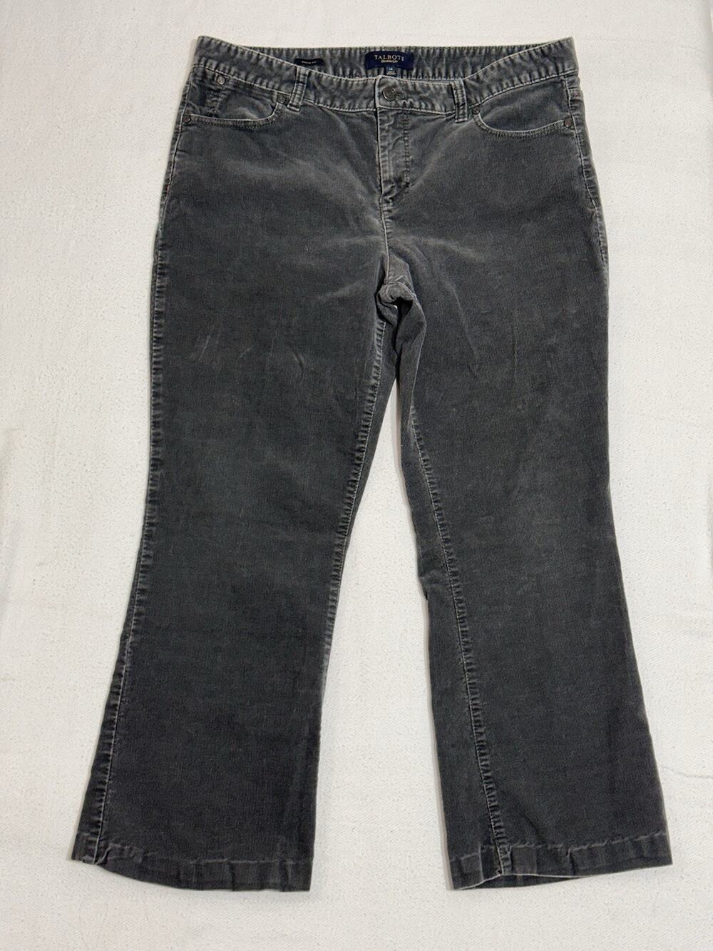 Talbots Pants Womens Size 14 Signature Bootcut Corduroy Gray Mid Rise Stretch